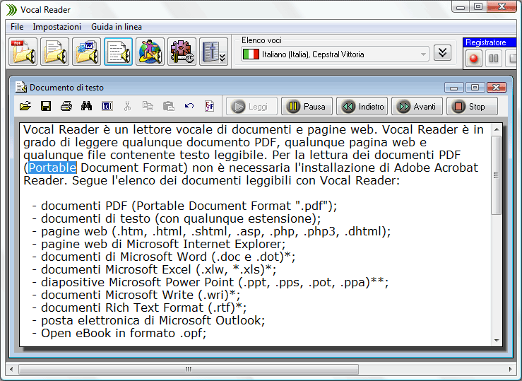 Modifica e lettura di un documento di testo